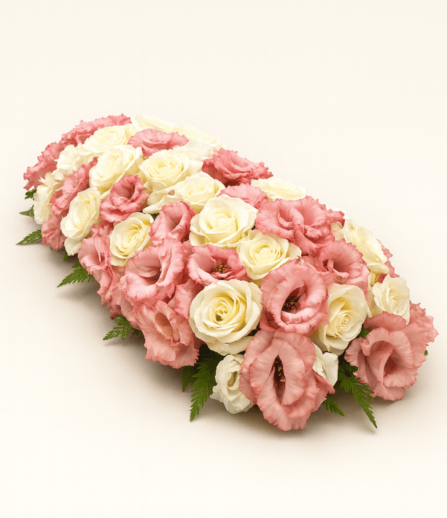 סידור פרחים לשולחן - חלה ורוד לבן