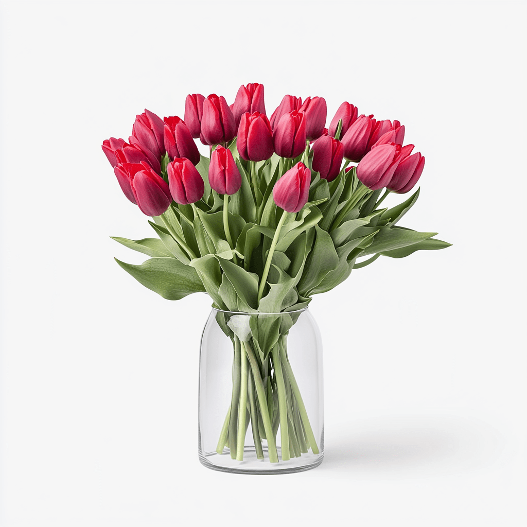 25 טוליפים / צבעונים אדומים באגרטל